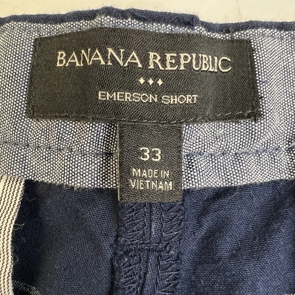 Banana Republic Emerson Short Men's 33 Black Stripe Preppy Bermuda Travel